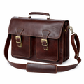 Mens Full Grain Leather Laptop Bag | Personalised Leather Briefcase | Fits 15 Inch