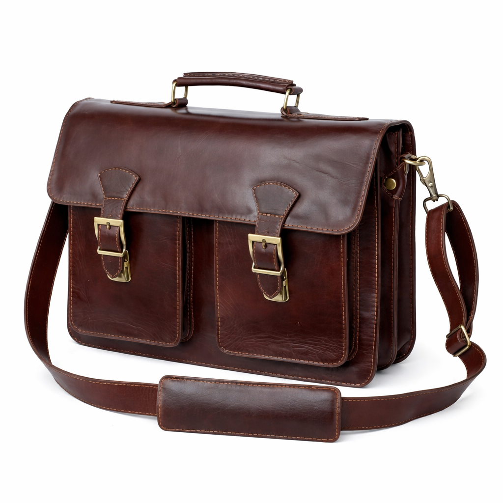Mens Full Grain Leather Laptop Bag | Personalised Leather Briefcase | Fits 15 Inch