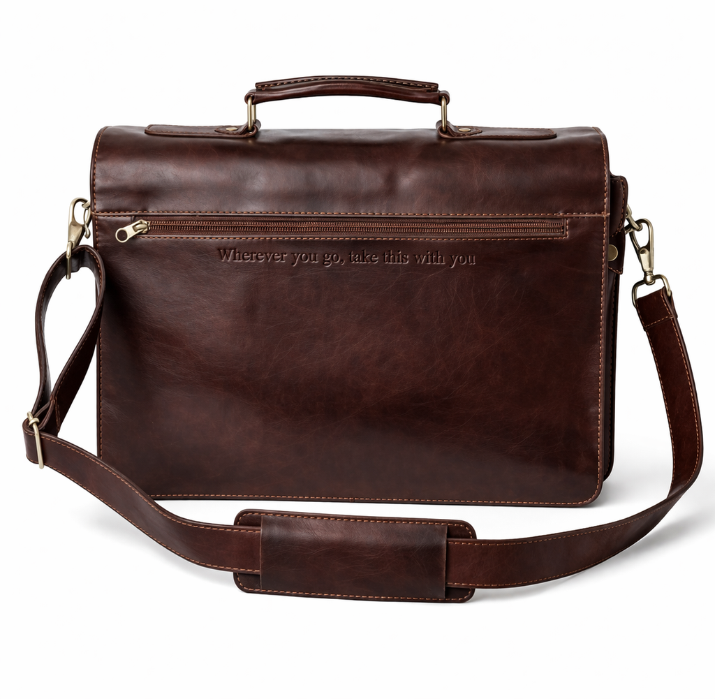 Mens Full Grain Leather Laptop Bag | Personalised Leather Briefcase | Fits 15 Inch