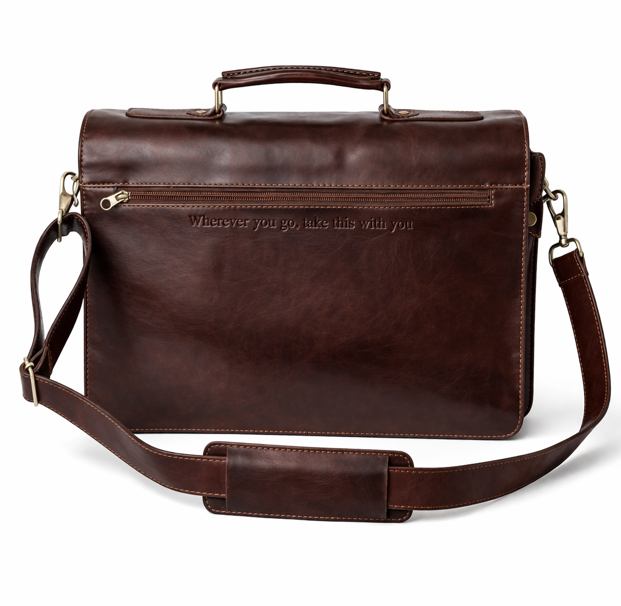 Mens Full Grain Leather Laptop Bag | Personalised Leather Briefcase | Fits 15 Inch