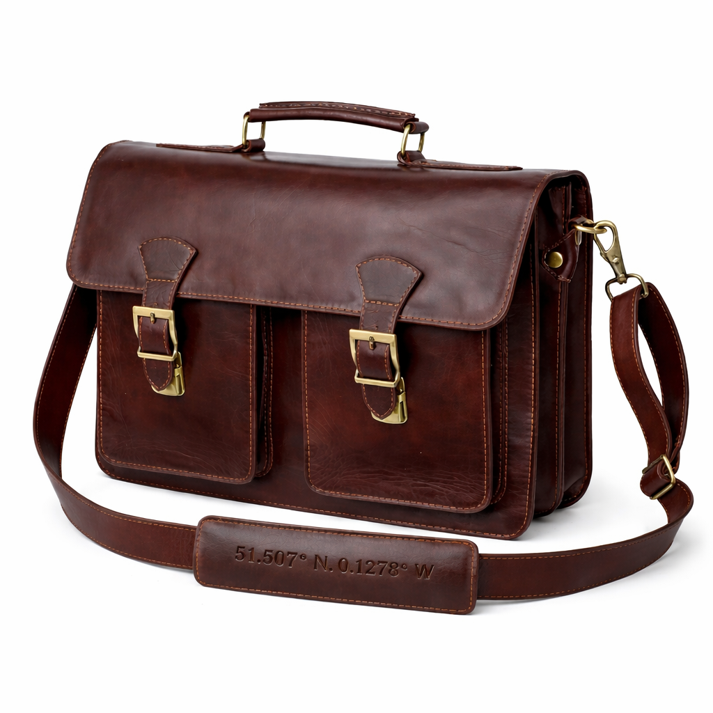 Mens Full Grain Leather Laptop Bag | Personalised Leather Briefcase | Fits 15 Inch