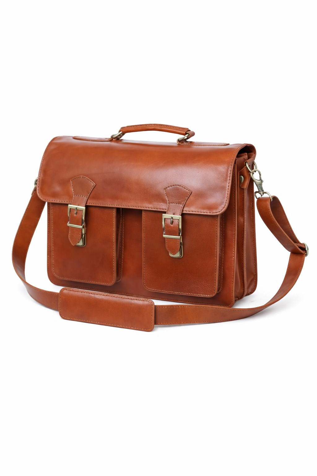 Mens Full Grain Leather Laptop Bag | Personalised Leather Briefcase | Fits 15 Inch